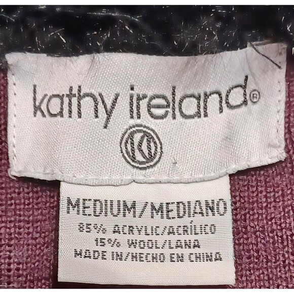 KATHY IRELAND Vintage Women's med Burgundy faux fur collar 90s - Picture 5 of 7